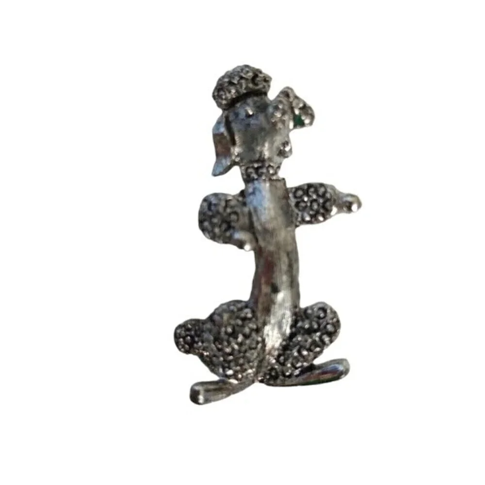 Vintage Signed Gerry's Silver Tone Poodle Dog Brooch Pin